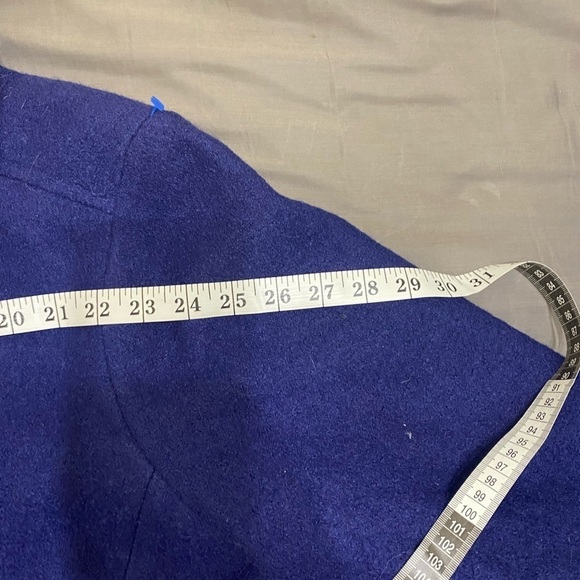 Lands end womens blue pea coat wool lined overcoat single breasted button up 18W - Picture 8 of 11